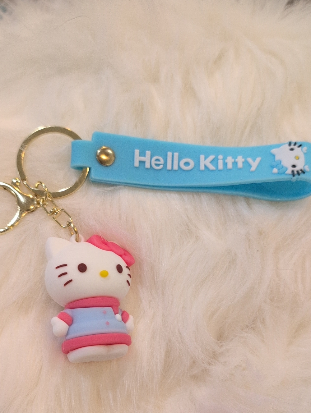 Hello Kitty Pink And Blue Keychain Bag Charm